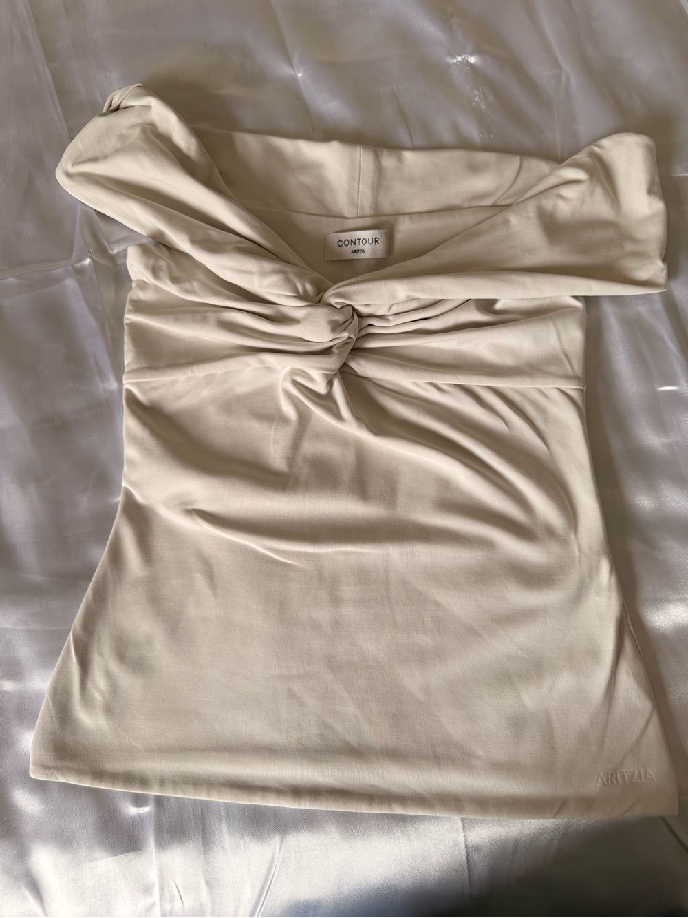 Aritzia Cream Off-Shoulder Twist-Front Camisole